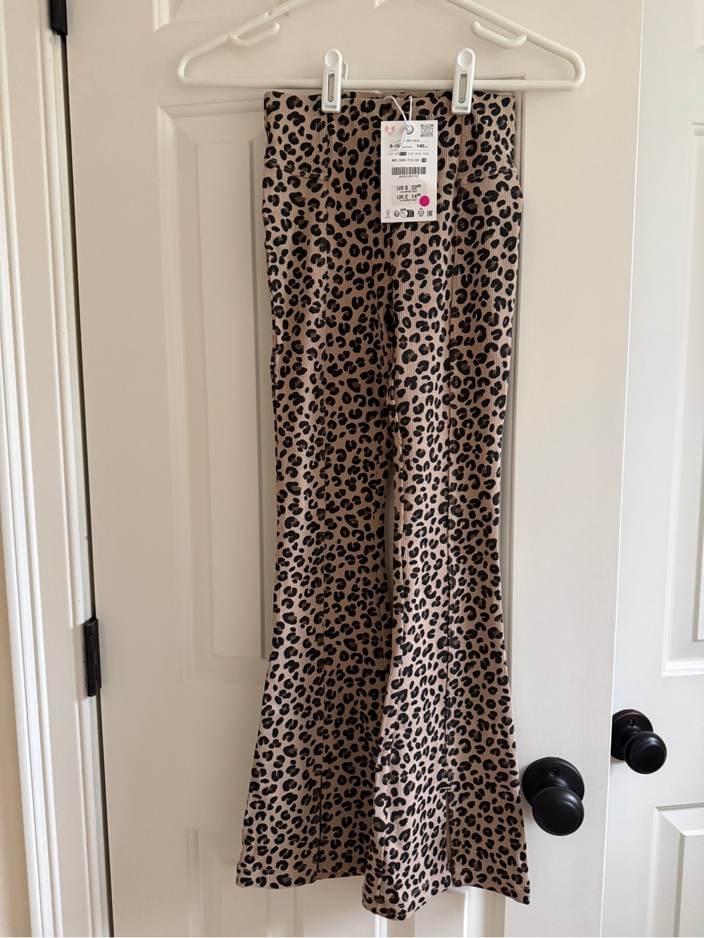 Zara Beige Leopard Print Flared Pants